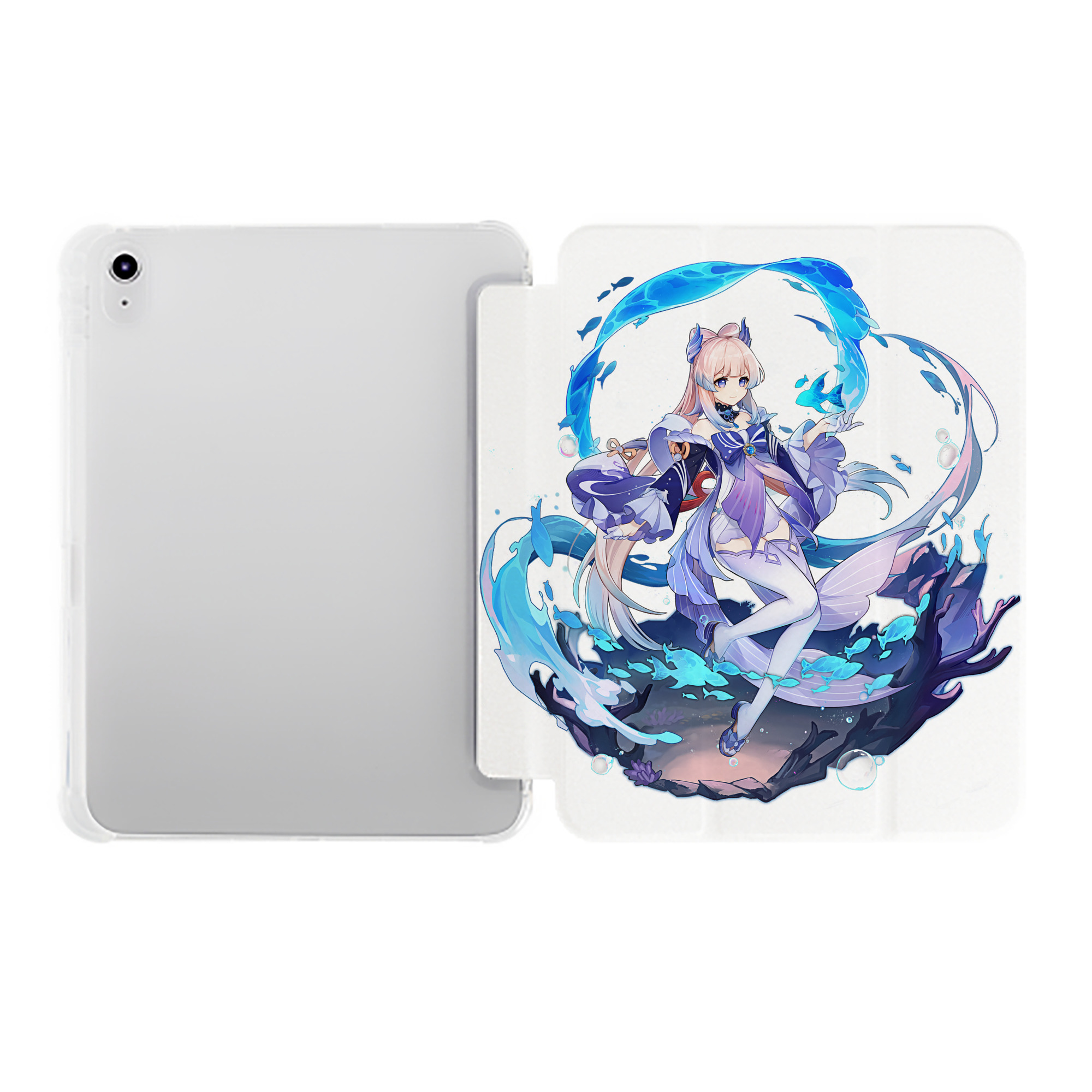 げんし神 珊瑚宮心海 サンゴノミヤ・ココミ genshin Sangonomiya Kokomi IPad ケース ペン収納付き 三つ折りスタンド PUレザー×シリコン 対応機種9.5/10.5/10.9インチ